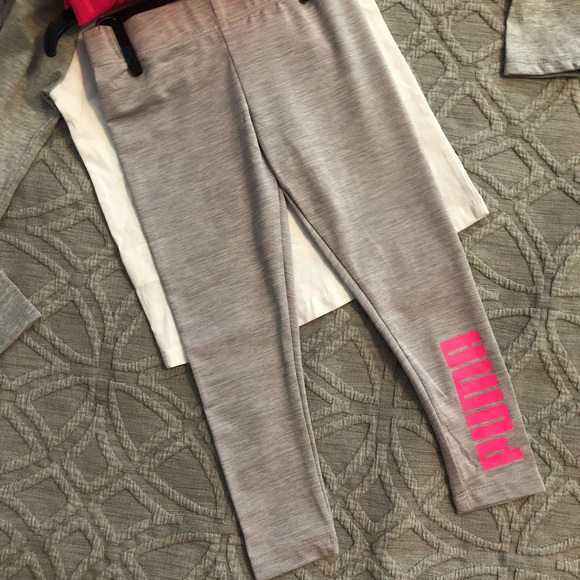 Puma Outfit - Pink Puffer Vest, Leggings & Long Sleeve Shirt (Girls 3T/4T - XS) - Picture 7 of 8